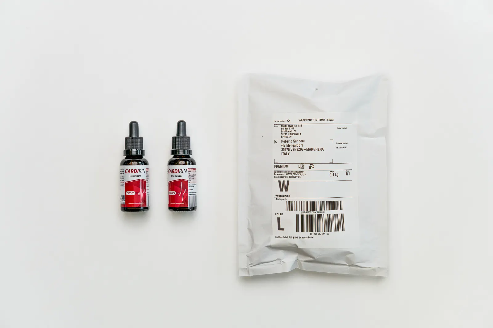 Product verpakking - flesje - envelope