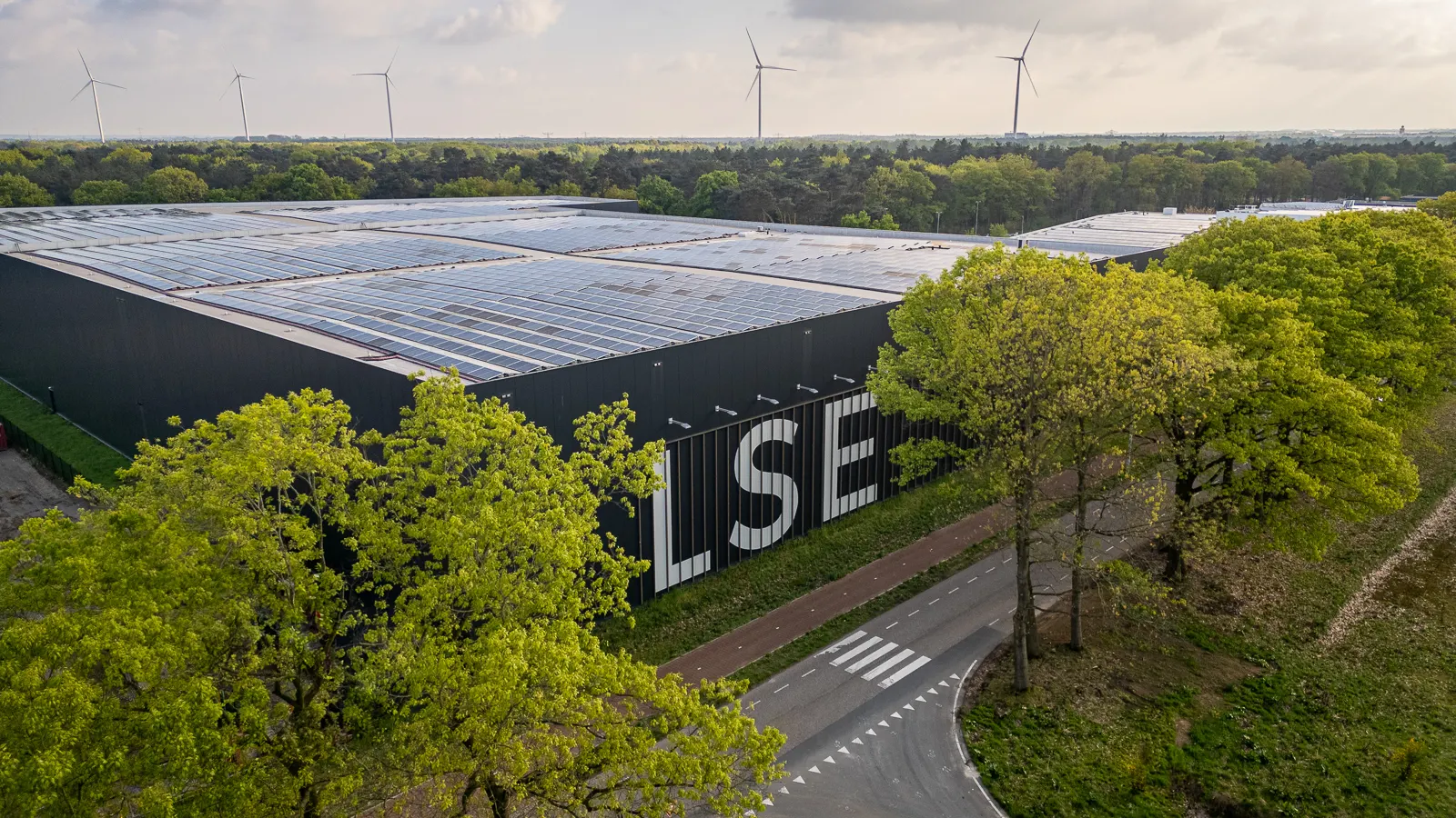 Luchtfoto van LSE warehouse